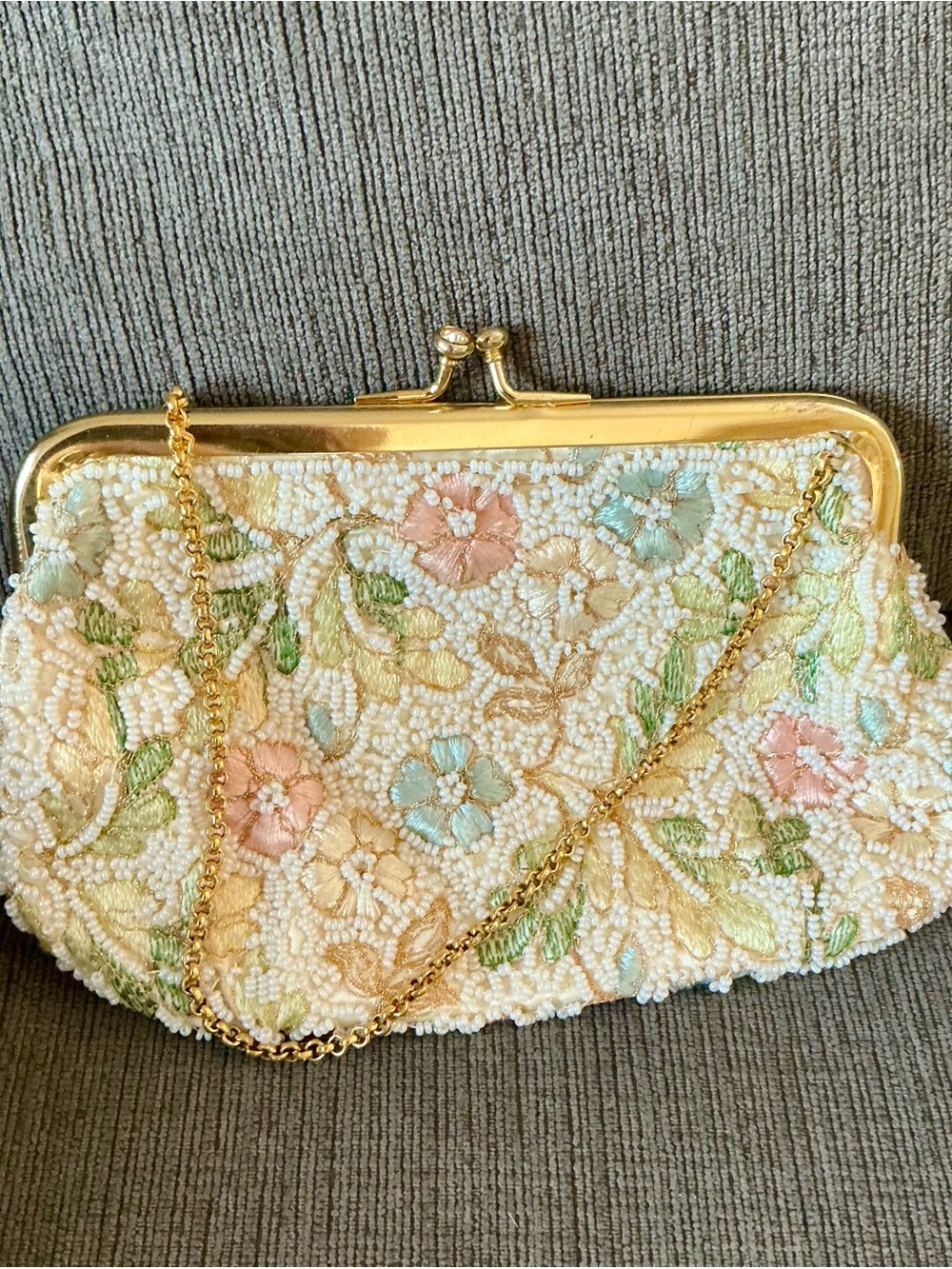 Jolles Original Seed Beaded Clutch Purse Floral Designer Beaded Clutch Purse